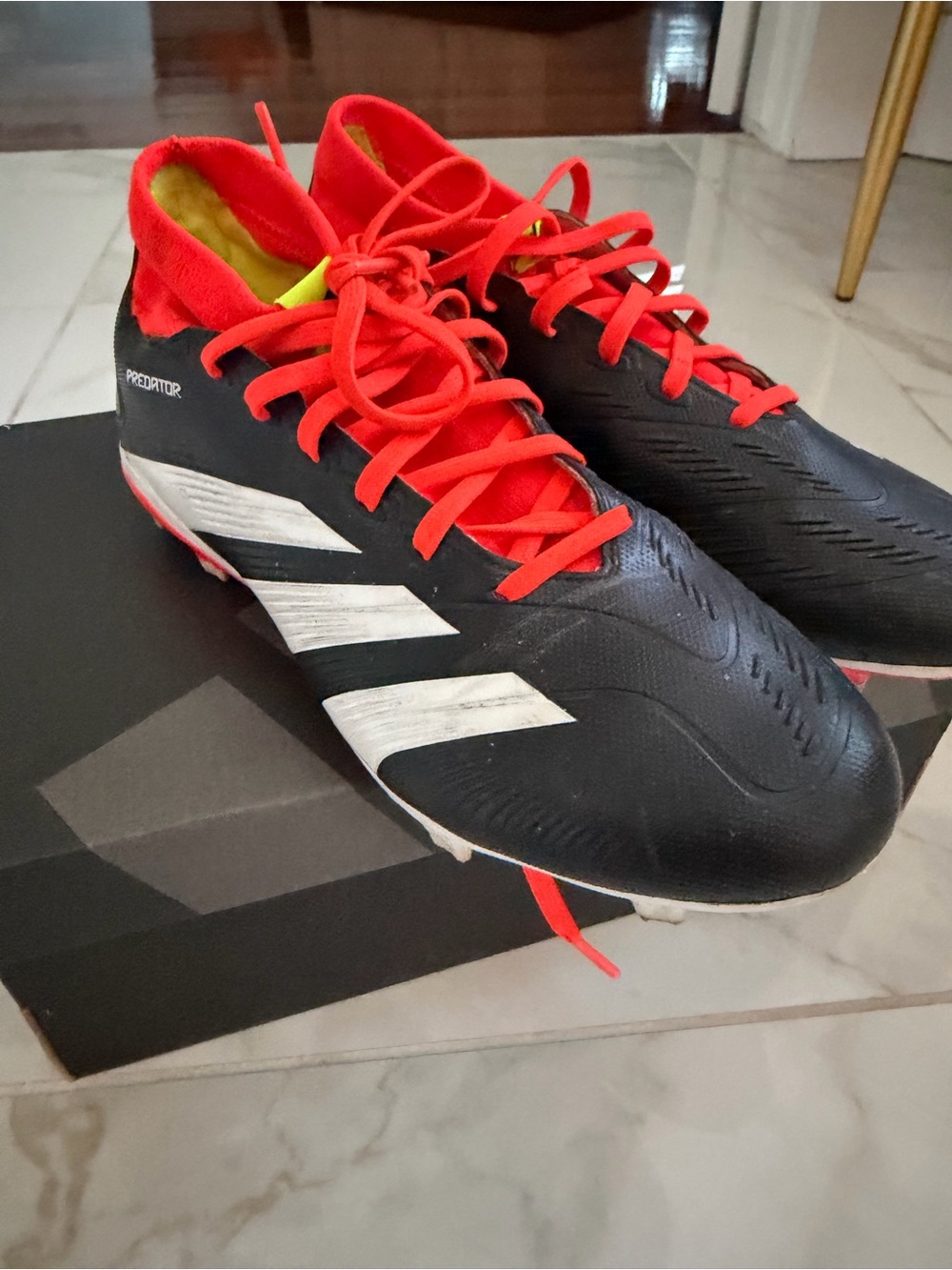 Adidas Predator Soccer Cleats - Black with Red Accents